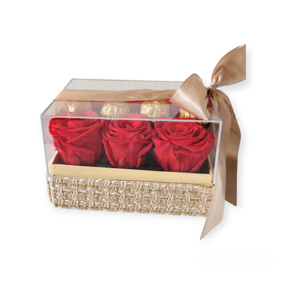 Caja acrílico con rosas preservadas