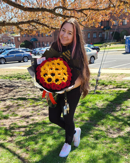 Sunflowers with roses